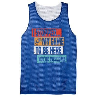 I Stopped My Game To Be Here Gaming Funny Gamer Vintage Great Gift Mesh Reversible Basketball Jersey Tank