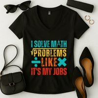 I Solve Math Problems Like ItS My Job Funny Math Saying Women's V-Neck T-Shirt