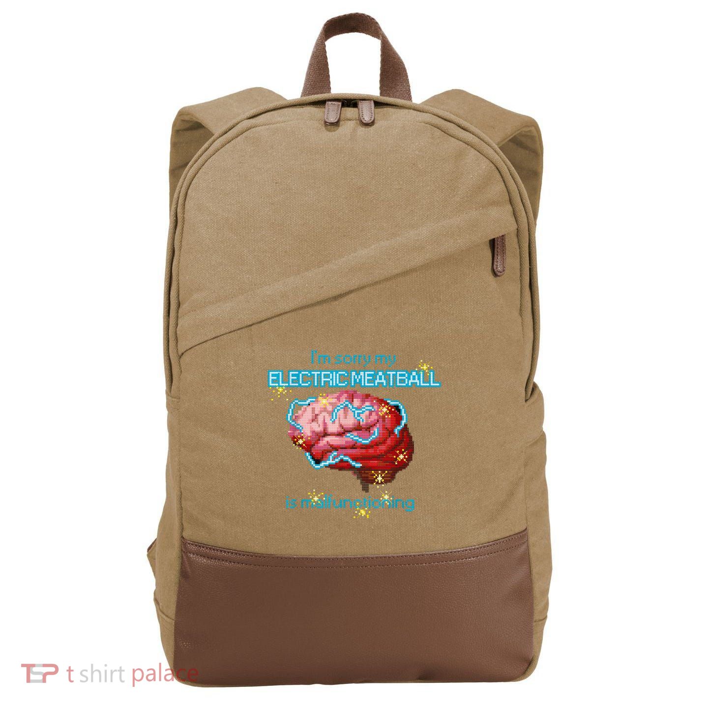 Im Sorry My Electric Meatball Is Malfunctioning Funny Brain Cotton Canvas Backpack