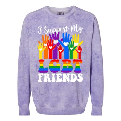 I Support My Lgbt Friends Lgbtq Gay Lesbian Awareness Meaningful Gift Colorblast Crewneck Sweatshirt