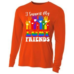 I Support My Lgbt Friends Lgbtq Gay Lesbian Awareness Meaningful Gift Cooling Performance Long Sleeve Crew