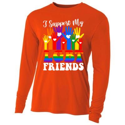 I Support My Lgbt Friends Lgbtq Gay Lesbian Awareness Meaningful Gift Cooling Performance Long Sleeve Crew