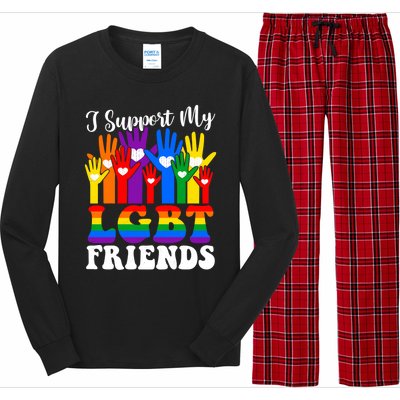 I Support My Lgbt Friends Lgbtq Gay Lesbian Awareness Meaningful Gift Long Sleeve Pajama Set