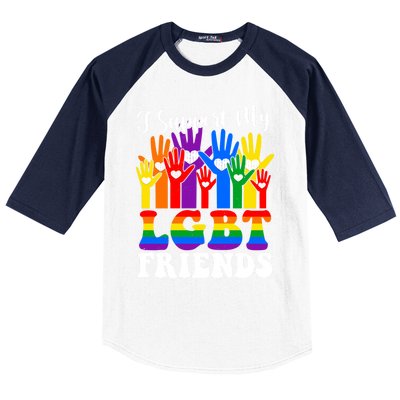 I Support My Lgbt Friends Lgbtq Gay Lesbian Awareness Meaningful Gift Baseball Sleeve Shirt