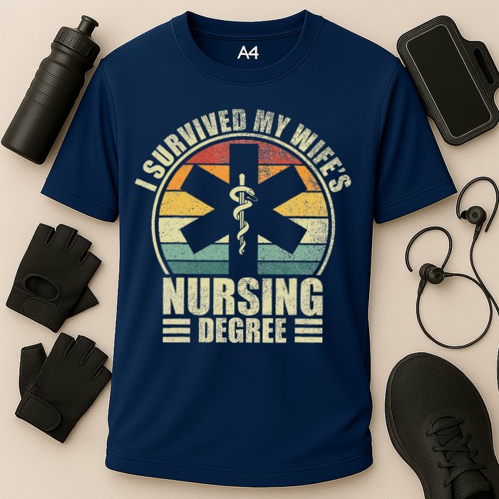 I Survived My WifeS Nursing Degree. Nursing Graduation Cooling Performance Crew T-Shirt