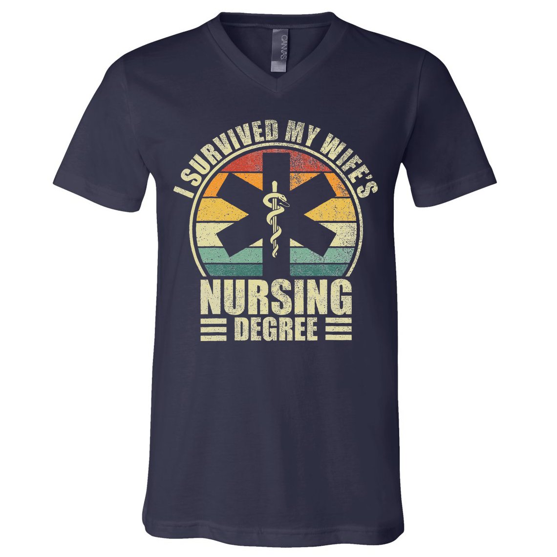 I Survived My WifeS Nursing Degree. Nursing Graduation V-Neck T-Shirt