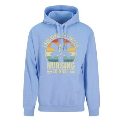 I Survived My WifeS Nursing Degree. Nursing Graduation Unisex Surf Hoodie