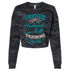 I Survived My HusbandS Training Schedule Triathlon Cropped Pullover Crew