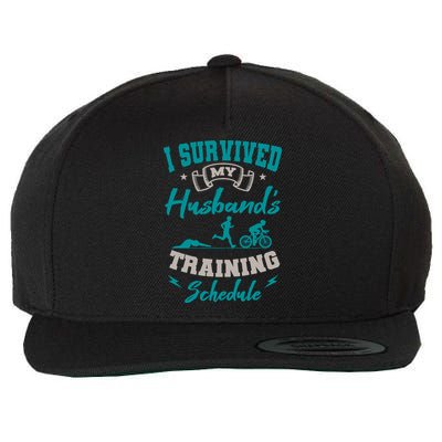 I Survived My HusbandS Training Schedule Triathlon Wool Snapback Cap