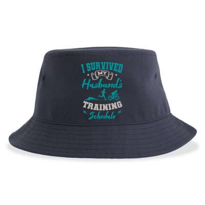 I Survived My HusbandS Training Schedule Triathlon Sustainable Bucket Hat