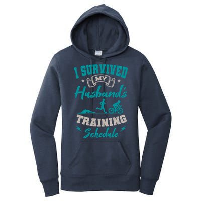 I Survived My HusbandS Training Schedule Triathlon Women's Pullover Hoodie