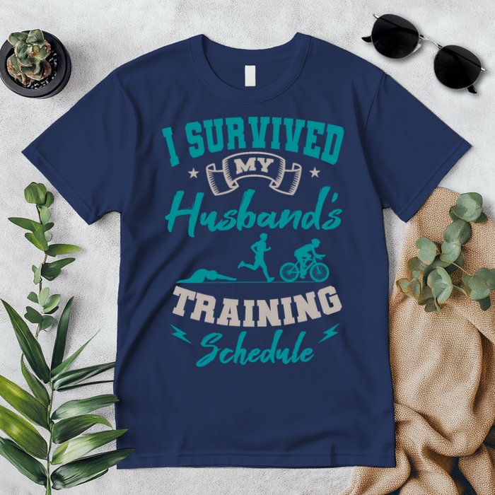I Survived My HusbandS Training Schedule Triathlon Premium T-Shirt