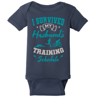 I Survived My HusbandS Training Schedule Triathlon Baby Bodysuit