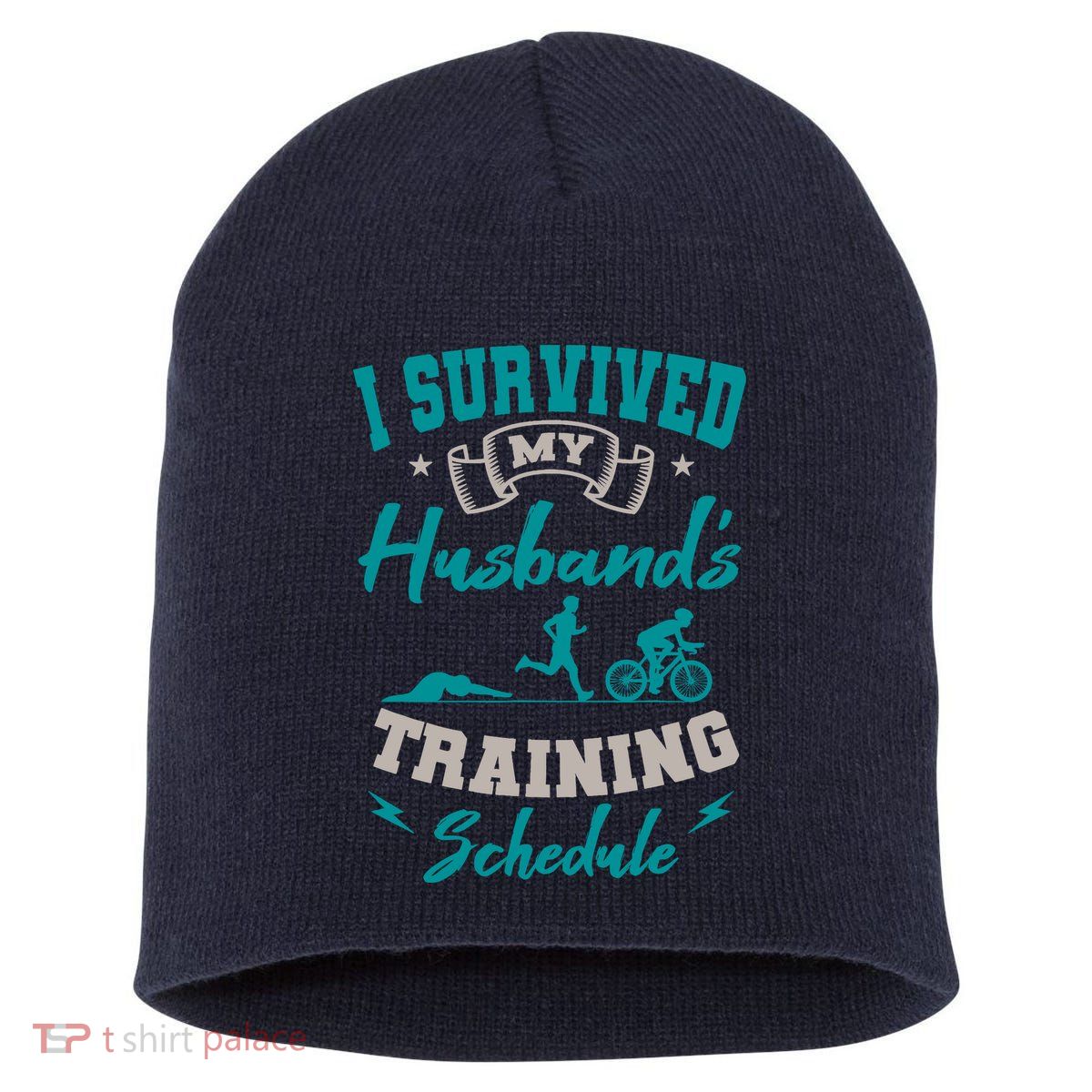 I Survived My HusbandS Training Schedule Triathlon Short Acrylic Beanie
