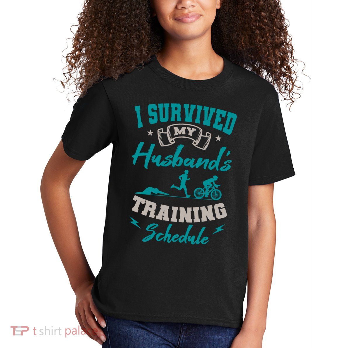 I Survived My HusbandS Training Schedule Triathlon Kids T-Shirt