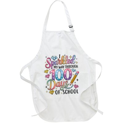 I Sparkled My Way Through 100 Days Of School Brighter Funny Full-Length Apron With Pockets