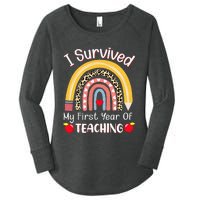 I Survived My First Year Of Teaching Funny New Teacher Joke Women's Perfect Tri Tunic Long Sleeve Shirt