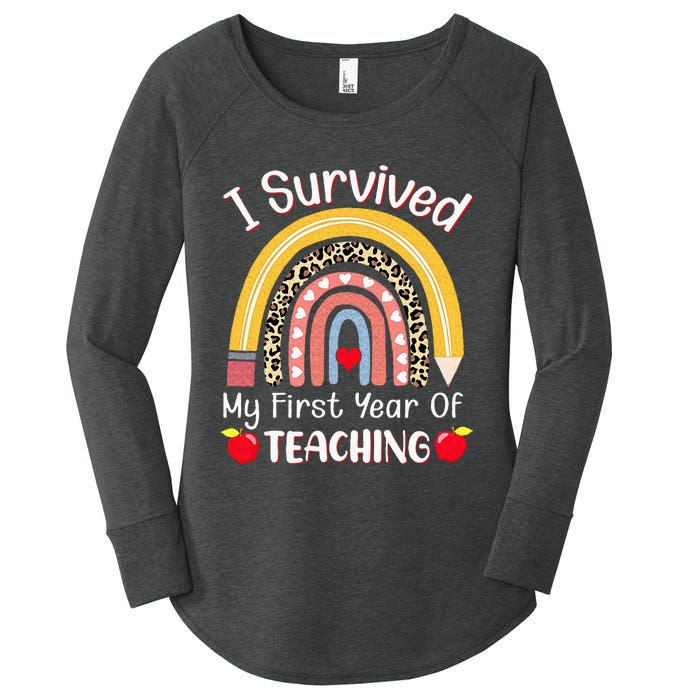 I Survived My First Year Of Teaching Funny New Teacher Joke Women's Perfect Tri Tunic Long Sleeve Shirt