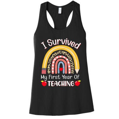 I Survived My First Year Of Teaching Funny New Teacher Joke Women's Racerback Tank