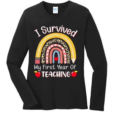 I Survived My First Year Of Teaching Funny New Teacher Joke Ladies Long Sleeve Shirt