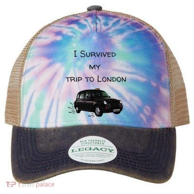 I Survived My Trip To London I Love Ldn London Black Cab Legacy Tie Dye Trucker Hat
