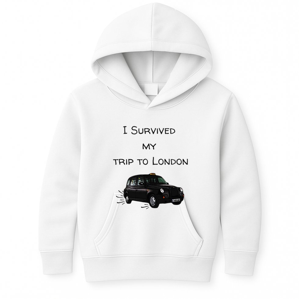 I Survived My Trip To London I Love Ldn London Black Cab Kids Hoodie