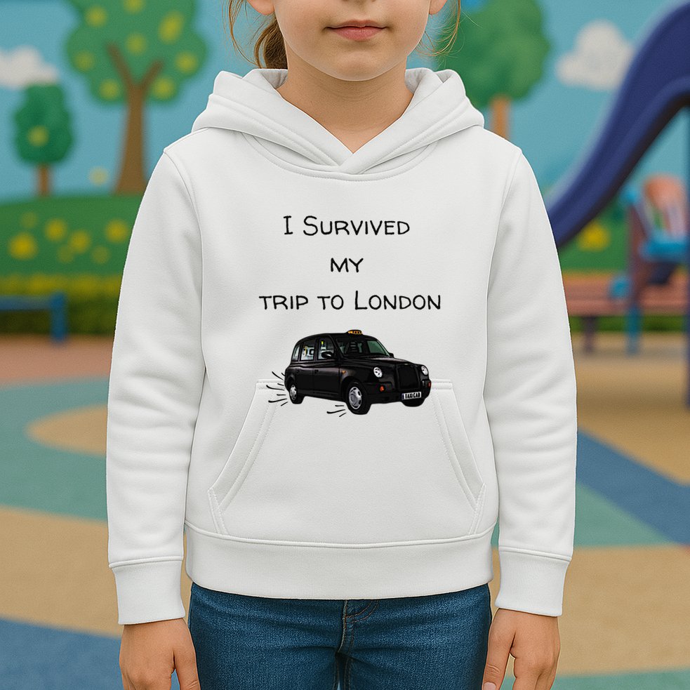 I Survived My Trip To London I Love Ldn London Black Cab Kids Hoodie
