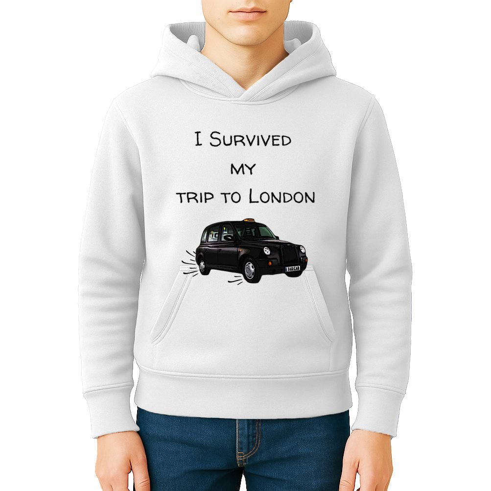 I Survived My Trip To London I Love Ldn London Black Cab Kids Hoodie