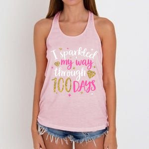 I Sparkled My Way Through 100 Days Of School Brighter Cute Funny Gift Women's Knotted Racerback Tank