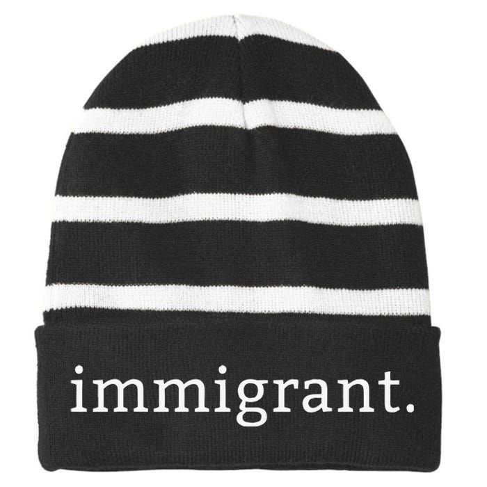 Immigrant Simple Minimalist Antitrump Antiracism Striped Beanie with Solid Band