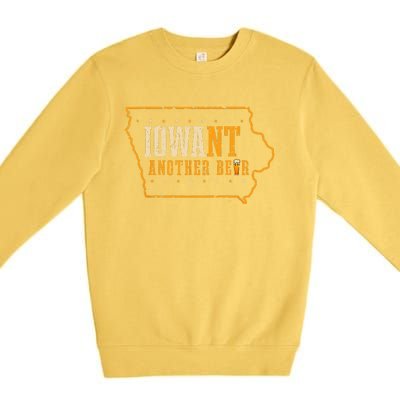 Iowa State Map I Want Another Beer Funny Drinking Premium Crewneck Sweatshirt