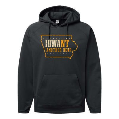 Iowa State Map I Want Another Beer Funny Drinking Performance Fleece Hoodie