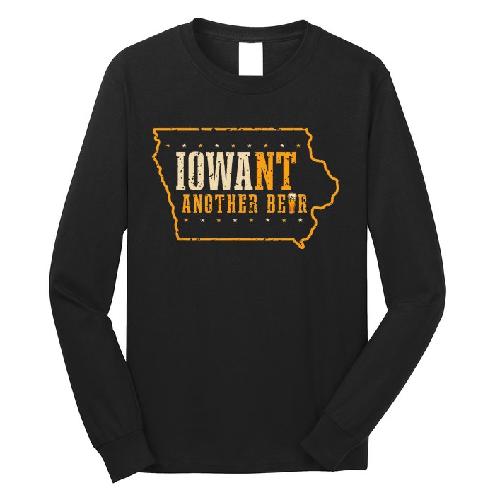 Iowa State Map I Want Another Beer Funny Drinking Long Sleeve Shirt