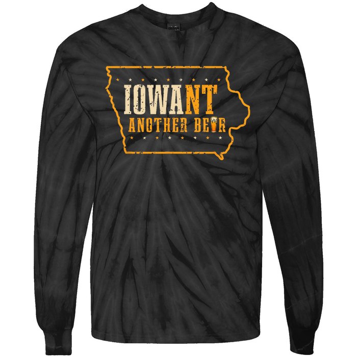 Iowa State Map I Want Another Beer Funny Drinking Tie-Dye Long Sleeve Shirt