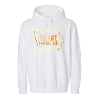 Iowa State Map I Want Another Beer Funny Drinking Garment-Dyed Fleece Hoodie