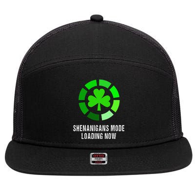 Irish Shenanigans Mode Loading Funny Saint Patrick's Day 7 Panel Mesh Trucker Snapback Hat