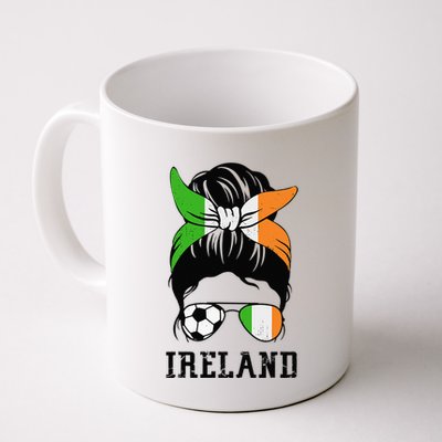 Irish Soccer  Mom Messy Bun Ireland Flag Football Fan Mug