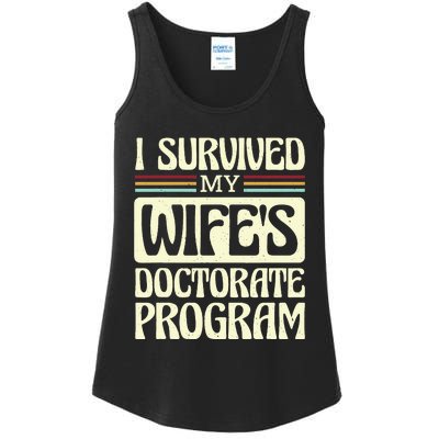 I Survived My Wifes Doctorate Program Ladies Essential Tank