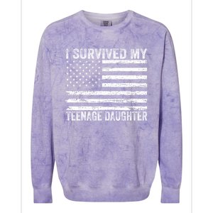 I Survived My Teenage Daughter Funny Dad & Mom Colorblast Crewneck Sweatshirt