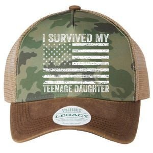 I Survived My Teenage Daughter Funny Dad & Mom Legacy Tie Dye Trucker Hat