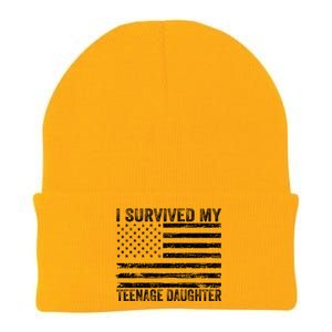 I Survived My Teenage Daughter Funny Dad & Mom Knit Cap Winter Beanie