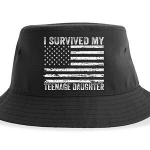 I Survived My Teenage Daughter Funny Dad & Mom Sustainable Bucket Hat