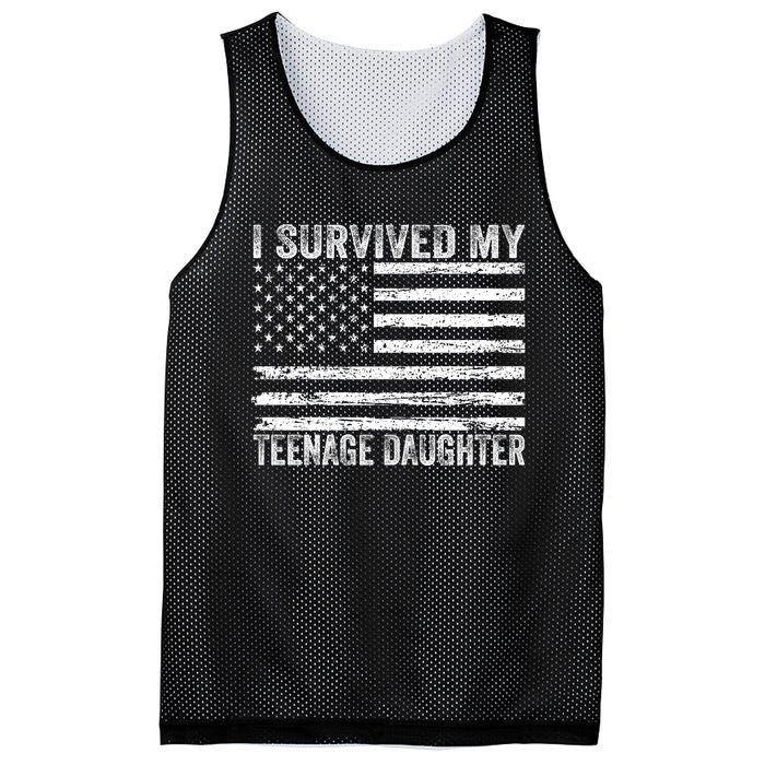 I Survived My Teenage Daughter Funny Dad & Mom Mesh Reversible Basketball Jersey Tank