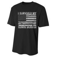 I Survived My Teenage Daughter Funny Dad & Mom Performance Sprint T-Shirt