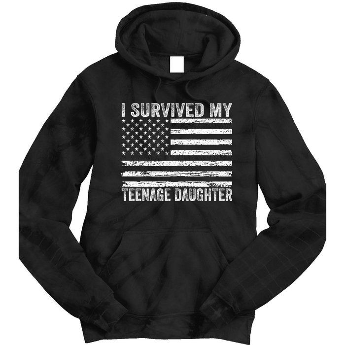 I Survived My Teenage Daughter Funny Dad & Mom Tie Dye Hoodie