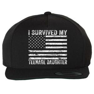 I Survived My Teenage Daughter Funny Dad & Mom Wool Snapback Cap