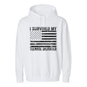 I Survived My Teenage Daughter Funny Dad & Mom Garment-Dyed Fleece Hoodie