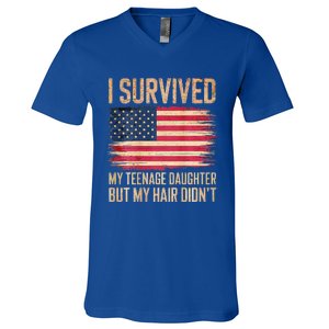 I Survived My Teenage Daughter FatherS Day V-Neck T-Shirt