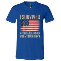 I Survived My Teenage Daughter FatherS Day V-Neck T-Shirt