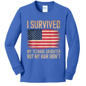 I Survived My Teenage Daughter FatherS Day Kids Long Sleeve Shirt